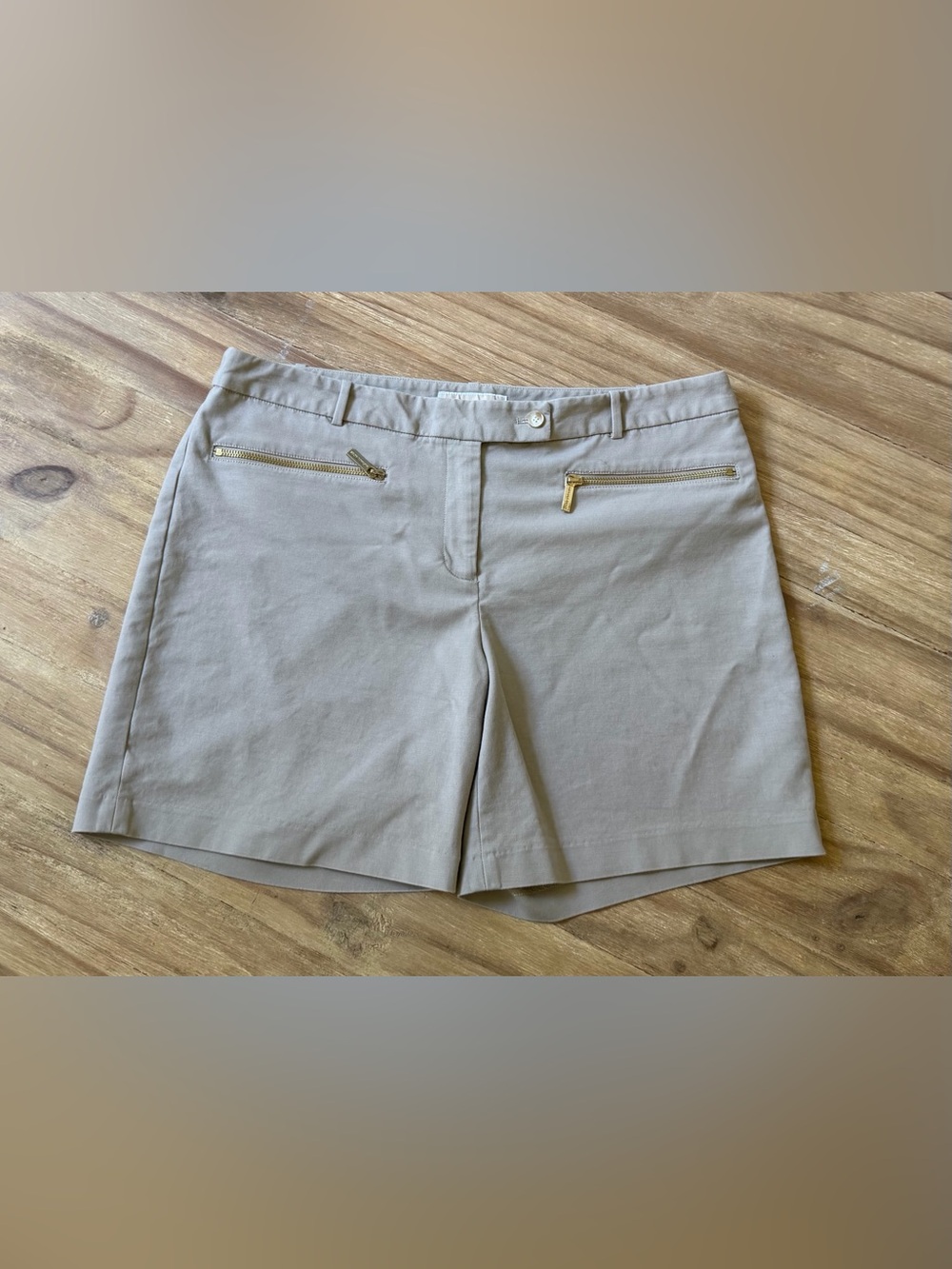 MICHAEL Michael Kors Beige Shorts with Gold Zippers